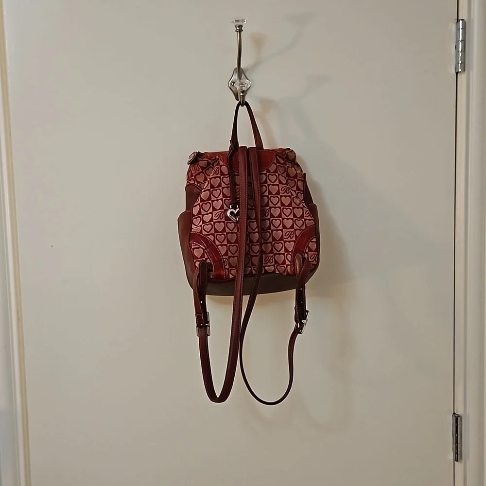 VTG BRIGHTON Hearts Canvas Leather  Coquette Mini Backpack